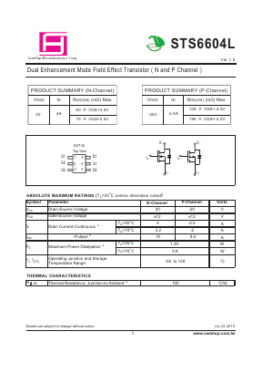 STS6604L Datasheet PDF Samhop Mircroelectronics