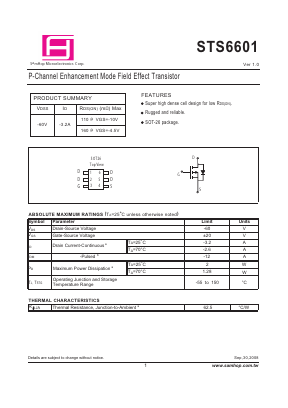 STS6601 Datasheet PDF Samhop Mircroelectronics