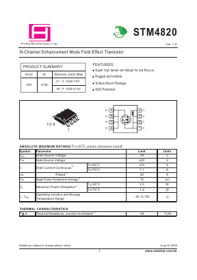 STM4820 Datasheet PDF Samhop Mircroelectronics