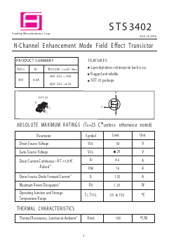 STS3402 Datasheet PDF Samhop Mircroelectronics