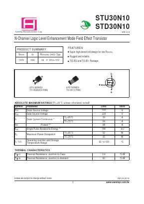 STD30N10 Datasheet PDF Samhop Mircroelectronics