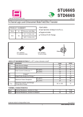 STD666S Datasheet PDF Samhop Mircroelectronics