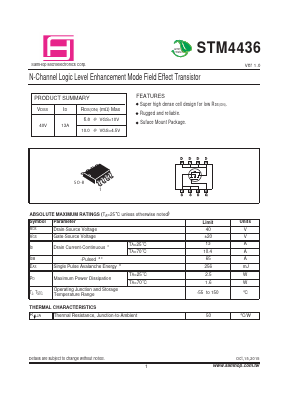 STM4436 Datasheet PDF Samhop Mircroelectronics