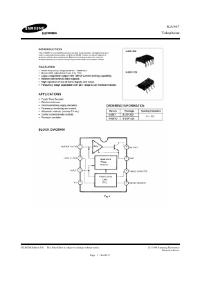 KA567 Datasheet PDF Samsung