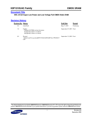 DS_K6F1016U4C Datasheet PDF Samsung