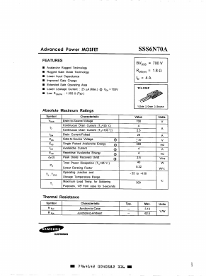 SSS6N70A Datasheet PDF Samsung