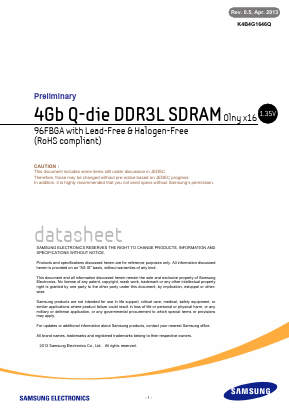 K4B4G1646Q-HYH9 Datasheet PDF Samsung