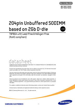 M471B5273DH0 Datasheet PDF Samsung