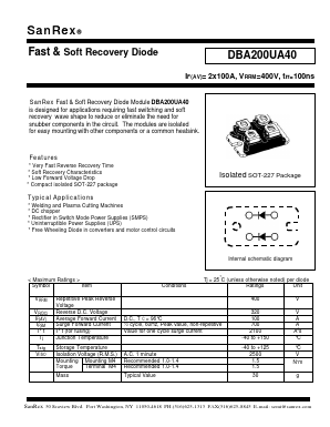 DBA200UA40 Datasheet PDF SanRex Corporation