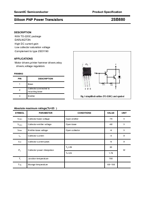 B880 Datasheet PDF SavantIC Semiconductor 