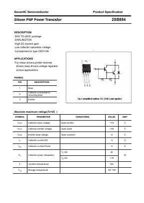 B884 Datasheet PDF SavantIC Semiconductor 