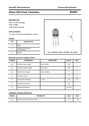 BU903 Datasheet PDF SavantIC Semiconductor 