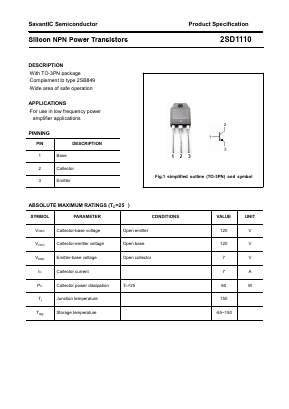 2SD1110 Datasheet PDF SavantIC Semiconductor 