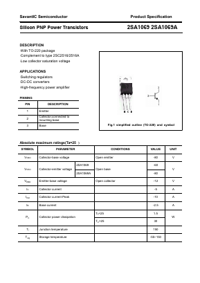 2SA1069A Datasheet PDF SavantIC Semiconductor 