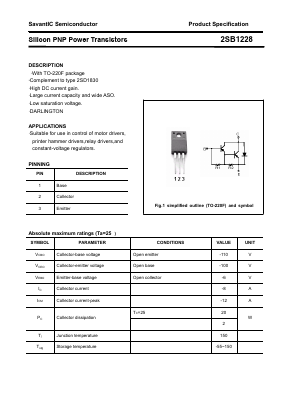 2SB1228 Datasheet PDF SavantIC Semiconductor 