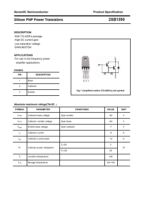 2SB1390 Datasheet PDF SavantIC Semiconductor 