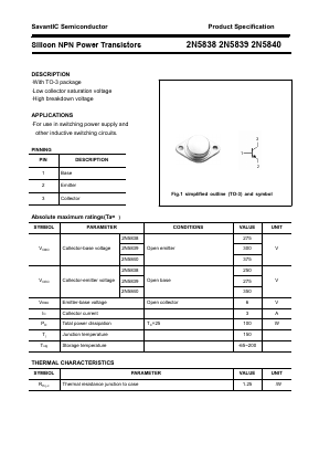 2N5838 Datasheet PDF SavantIC Semiconductor 