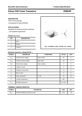 2N6049 Datasheet PDF SavantIC Semiconductor 