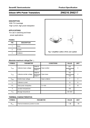 2N6217 Datasheet PDF SavantIC Semiconductor 