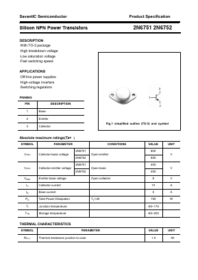 2N6751 Datasheet PDF SavantIC Semiconductor 
