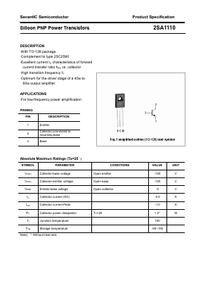 2SA1110 Datasheet PDF SavantIC Semiconductor 