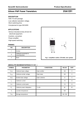 2SA1291 Datasheet PDF SavantIC Semiconductor 