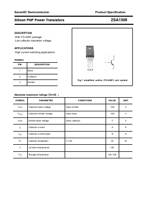 A1308 Datasheet PDF SavantIC Semiconductor 