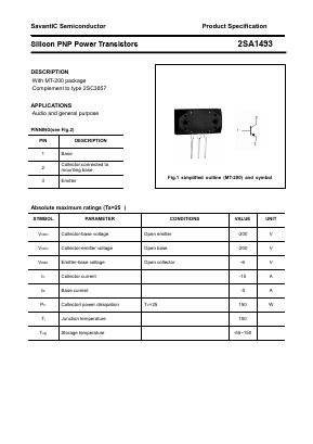 2SA1493 Datasheet PDF SavantIC Semiconductor 