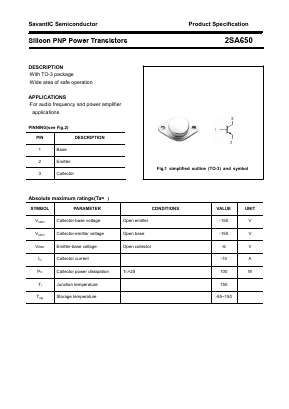 2SA650 Datasheet PDF SavantIC Semiconductor 