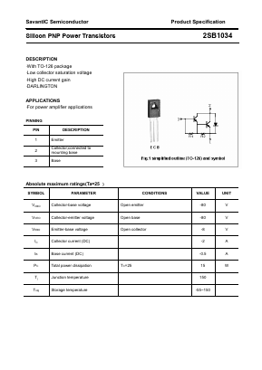 2SB1034 Datasheet PDF SavantIC Semiconductor 