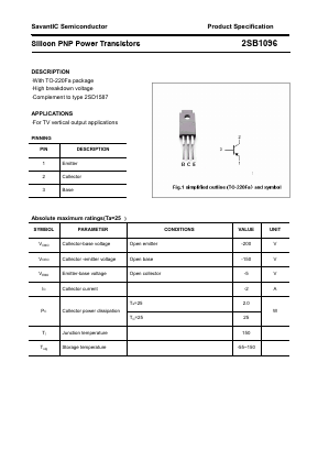 B1096 Datasheet PDF SavantIC Semiconductor 