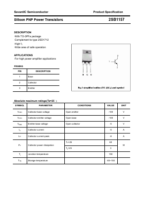 2SB1157 Datasheet PDF SavantIC Semiconductor 