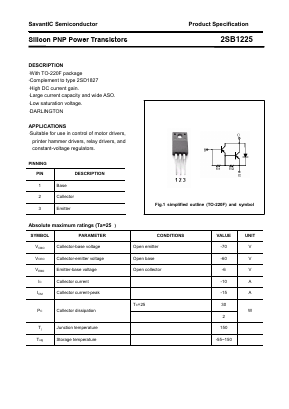 2SB1225 Datasheet PDF SavantIC Semiconductor 