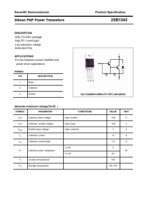 B1343 Datasheet PDF SavantIC Semiconductor 
