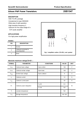 B1347 Datasheet PDF SavantIC Semiconductor 