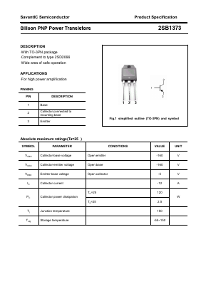 2SB1373 Datasheet PDF SavantIC Semiconductor 