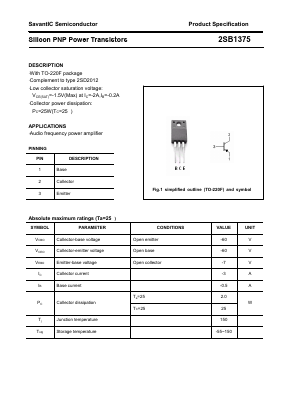 2SB1375 Datasheet PDF SavantIC Semiconductor 