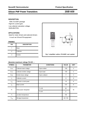 2SB1430 Datasheet PDF SavantIC Semiconductor 