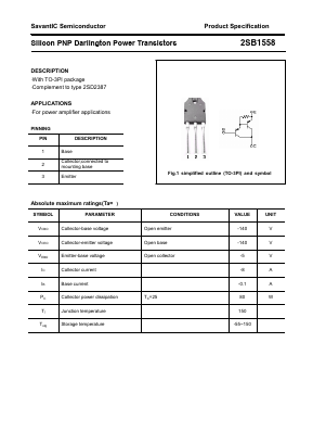 2SB1558 Datasheet PDF SavantIC Semiconductor 