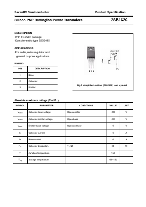 2SB1626 Datasheet PDF SavantIC Semiconductor 