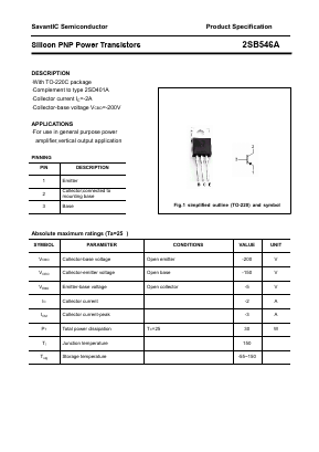 2SB546A Datasheet PDF SavantIC Semiconductor 