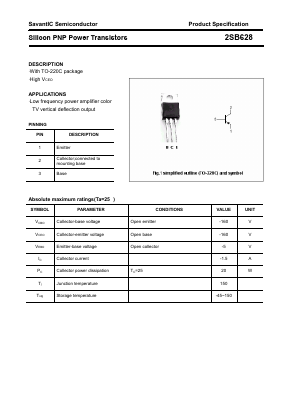 2SB628 Datasheet PDF SavantIC Semiconductor 