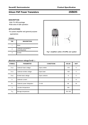 2SB695 Datasheet PDF SavantIC Semiconductor 