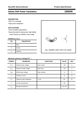 2SB696 Datasheet PDF SavantIC Semiconductor 