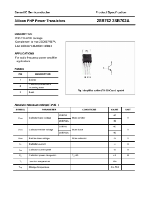 2SB762 Datasheet PDF SavantIC Semiconductor 