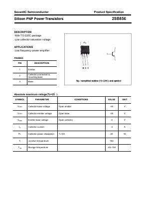 2SB856 Datasheet PDF SavantIC Semiconductor 