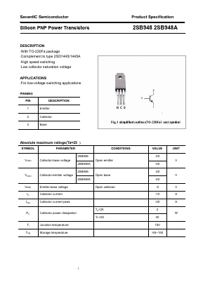 2SB948 Datasheet PDF SavantIC Semiconductor 