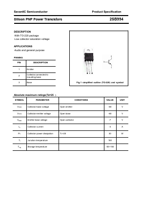 2SB994 Datasheet PDF SavantIC Semiconductor 