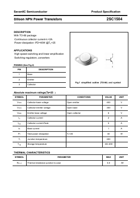 2SC1504 Datasheet PDF SavantIC Semiconductor 