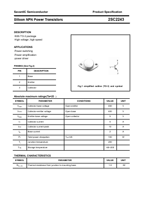 2SC2243 Datasheet PDF SavantIC Semiconductor 